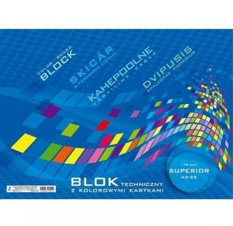 Blok techniczny kolorowy A3 10k KRESKA Blok techniczny kolorowy A3 10k KRESKA