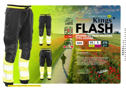 FLASH JOGGER SPODNIE SKF03Y CZARNY/ŻÓŁTY KAT II - Czarny-Żółty(cy) 3XL. FLASH JOGGER SPODNIE SKF03Y CZARNY/ŻÓŁTY KAT II - Czarny-Żółty(cy) 3XL.