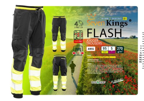 FLASH JOGGER SPODNIE SKF03Y CZARNY/ŻÓŁTY KAT II - Czarny-Żółty(cy) 3XL. FLASH JOGGER SPODNIE SKF03Y CZARNY/ŻÓŁTY KAT II - Czarny-Żółty(cy) 3XL.