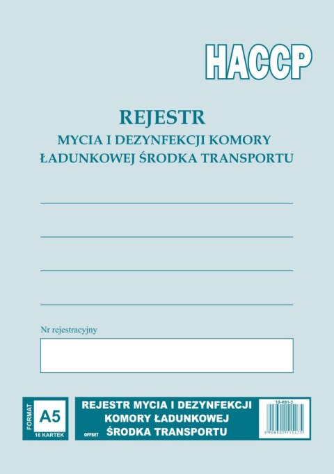 H-91-3 Rejestr mycia i dezynfekcji komory ładunkowej MICHALCZYK