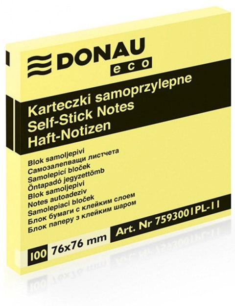 Bloczek samoprzylepny ECO 76*76 jasno żółty 7593001PL-11 DONAU