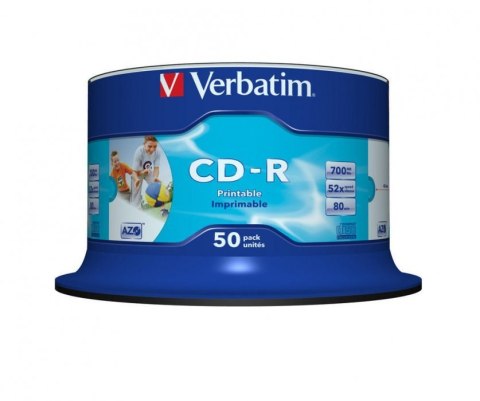 Płyta CD-R VERBATIM CAKE 52x (50) nadruk AZO Printable 700MB 43438 Płyta CD-R VERBATIM CAKE 52x (50) nadruk AZO Printable 700MB 43438