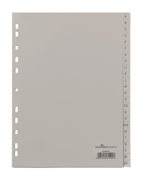 Przekładki PP A4 szare, nadr. indeks, A-Z, 24 części Szary 650810 DURABLE Przekładki PP A4 szare, nadr. indeks, A-Z, 24 części Szary 650810 DURABLE