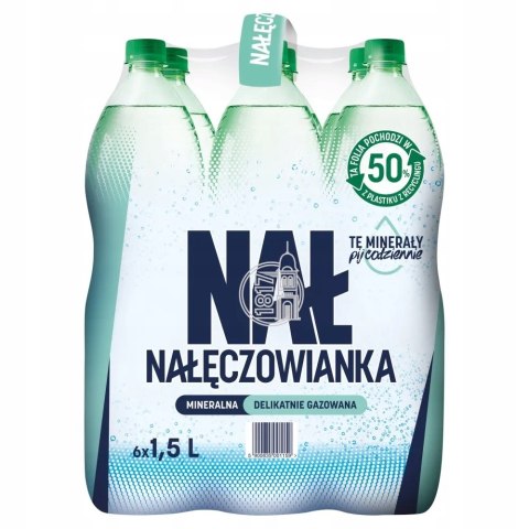 Woda NAŁĘCZOWIANKA gazowana 1.0L butelka PET zgrzewka 6 szt.