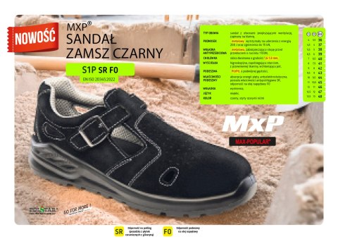 SANDAŁ MXP S1P SR FO ZAMSZ CZARNY - Czarny 40 SANDAŁ MXP S1P SR FO ZAMSZ CZARNY - Czarny 40
