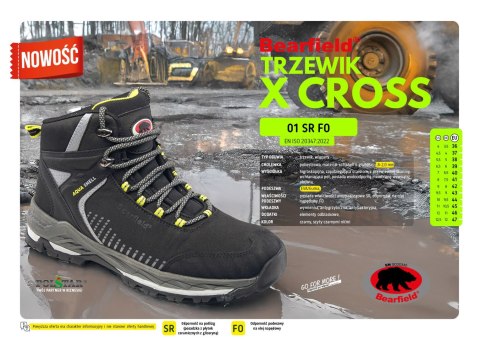 TRZEWIK BEARFIELD X CROSS O1 SR FO - Czarny-Żółty(cy) 43