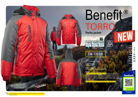 BENEFIT TORRO KURTKA STALOWY/CZERWONY - SC 2XL.