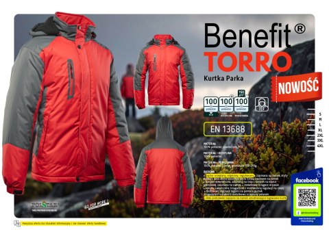 BENEFIT TORRO KURTKA STALOWY/CZERWONY - SC XL