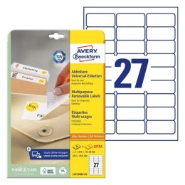 Etykiety uniwersalne L4737REV-25 63,5x29,6 30ark Usuwalne, Avery Zweckform