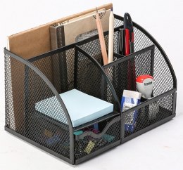 Przybornik na biurko, metal, siatka, czarny KF17295 Q-CONNET