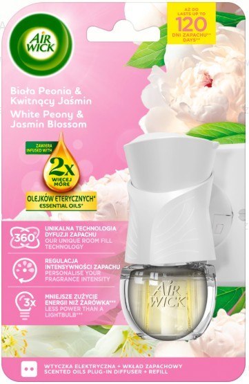 Odświeżacz elektryczny _ komplet, 19 ml, Biała peonia & Kwitnący jaśmin, 18116, Air Wick