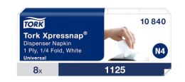 Serwetki dyspenserowe Tork, 1 warstwa, celuloza, 6x33 cm, kolor biały, 9000 szt, system N4 8op x 1125, 10840