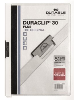 Skoroszyt DURACLIP Plus A4 1-30k.okł.kieszeń biały 221302 DURABLE