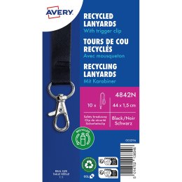 Smycze z recyklingowanego PET, 10 szt., 15 _ 440 mm, czarne, 4842N