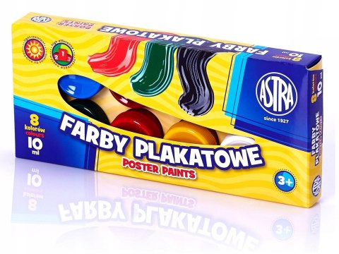 Farby plakatowe Astra 8 kolorów - 10 ml, 83113901 Farby plakatowe Astra 8 kolorów - 10 ml, 83113901