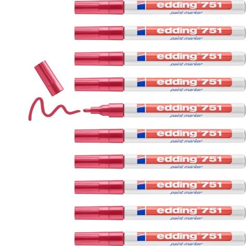 Marker lakierowy 1-2mm 751 czerwony EDDING końcówka okrągła Marker lakierowy 1-2mm 751 czerwony EDDING końcówka okrągła
