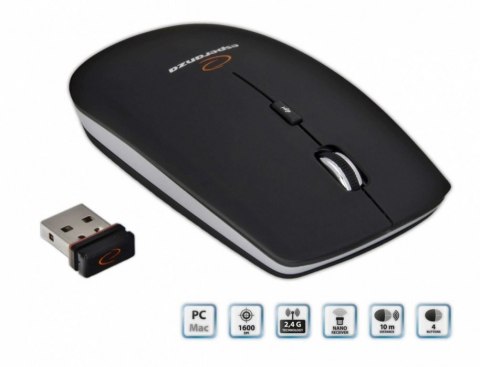 Mysz bezprzewodowa 2.4GHZ optyczna USB SATURN czarna EM120K ESPERANZA Mysz bezprzewodowa 2.4GHZ optyczna USB SATURN czarna EM120K ESPERANZA