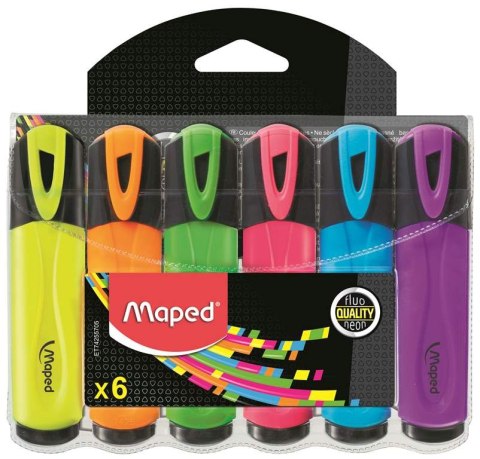 Zakreślacz FLUO PEPS mix kolorów 6szt etui z zawieszką MAPED 742557 Zakreślacz FLUO PEPS mix kolorów 6szt etui z zawieszką MAPED 742557
