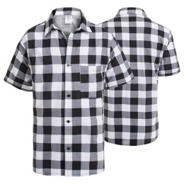 KOSZULA FLANELOWA KRÓTKI RĘKAW BIAŁO-CZARNA