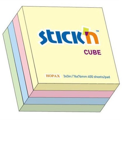 Bloczek STICKN 76x76mm 400k mix 4 kolory pastelowe 21013 Bloczek STICKN 76x76mm 400k mix 4 kolory pastelowe 21013