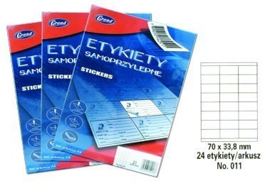 Etykiety samoprzylepne No. 011 70x33,8 mm GRAND 150-1038 Etykiety samoprzylepne No. 011 70x33,8 mm GRAND 150-1038