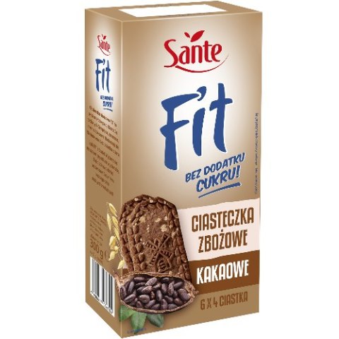 Ciasteczka owsiano-zbożowe kakaowe FIT bez cukru (6x4szt.) 300g SANTE