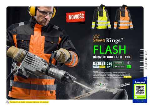 SEVEN KINGS BLUZA FLASH OSTRZEGAWCZA POMARAŃCZ SKF008 KAT II - Pomarańczowy