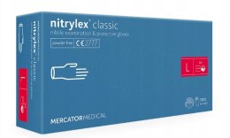 Rękawice nitrylowe bezpudrowe diagnostyczne MERCATOR, nitrylex classic, (100 szt.), rozmiar L, niebieskie