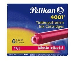Naboje do piór, krótkie czerwone 400142567 PELIKAN