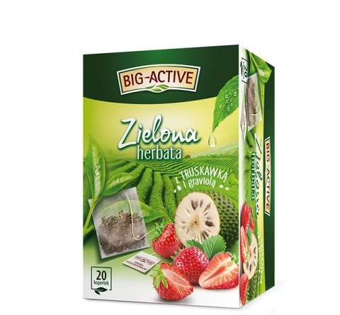 Herbata BIG-ACTIVE TRUSKAWKA-GRAVIOLA zielona 20 kopert/34g Herbata BIG-ACTIVE TRUSKAWKA-GRAVIOLA zielona 20 kopert/34g