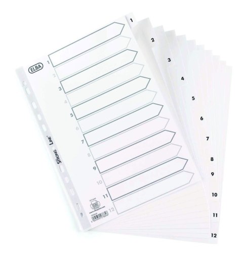Przekładki numeryczne A4 MAXI 1-12, białe, polipropylenowe, OXFORD 100204771 Przekładki numeryczne A4 MAXI 1-12, białe, polipropylenowe, OXFORD 100204771