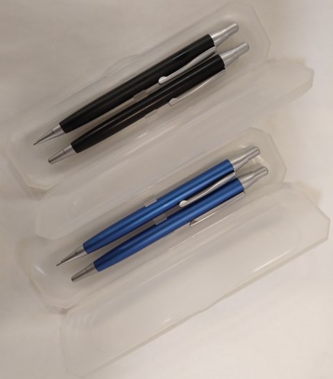 Komplet długopis + ołówek automatyczny 0,5mm 0.5mm w etui 138805 TITANUM mix czarny /niebieski / srebrny