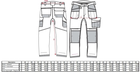 Spodnie robocze stretch PW3 z kieszeniami kaburowymi