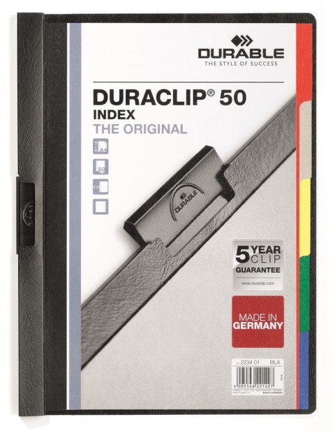 Skoroszyt DURACLIP 50 index z 5kol.przekładka czarny 223401 DURABLE