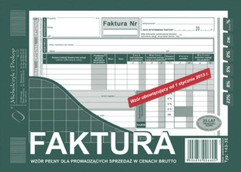 143-3E Faktura VAT MICHALCZYK&PROKOP A5 80 kartek 143-3E Faktura VAT MICHALCZYK&PROKOP A5 80 kartek