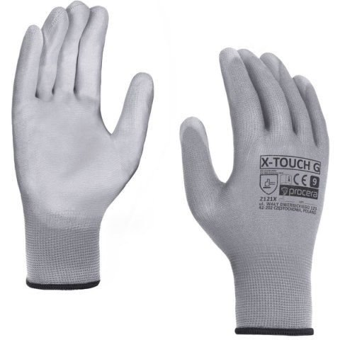 RĘKAWICE OCHRONNE POWLEKANE PU X-TOUCH GREY ROZM. 6