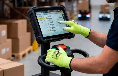 RĘKAWICE OCHRONNE POWLEKANE PU X-TOUCH SCREEN ROZM.8