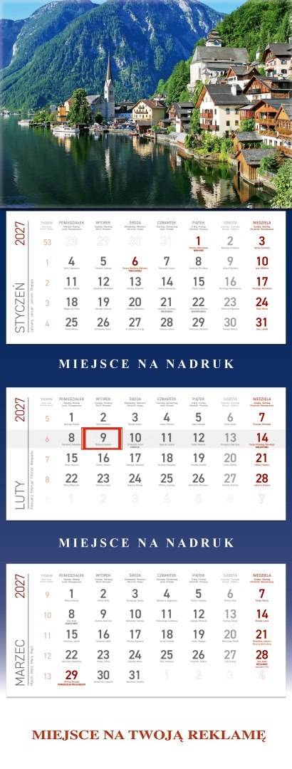 Kalendarz Trójdzielny 2027, KS055B JEZIORO, WOKÓŁ NAS