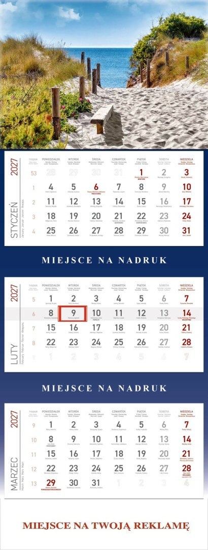 Kalendarz Trójdzielny 2027, KS055B MORZE, WOKÓŁ NAS