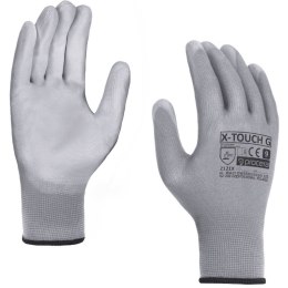 RĘKAWICE OCHRONNE POWLEKANE PU X-TOUCH GREY ROZM. 8