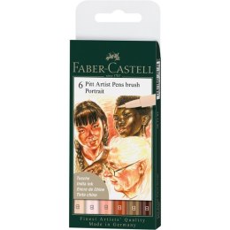 Komplet cienkopisów PITT ARTIST PEN BRUSH 6 kolorów, etui 167167 FABER-CASTELL SALE