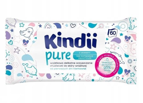 Chusteczki nawilżane KINDII pure 60szt., 1op *035107 Chusteczki nawilżane KINDII pure 60szt., 1op *035107