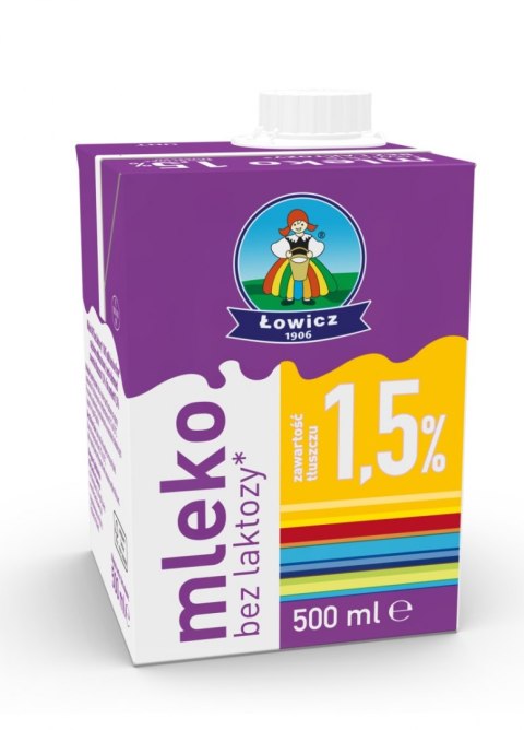 Mleko ŁOWICZ UHT bez laktozy 1.5% 0.5l Mleko ŁOWICZ UHT bez laktozy 1.5% 0.5l