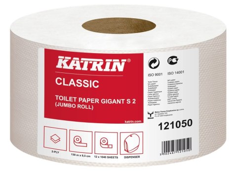 Papier toaletowy, duże rolki KATRIN Gigant Jumbo 2w S130, 121050, opakowanie: 12 rolek