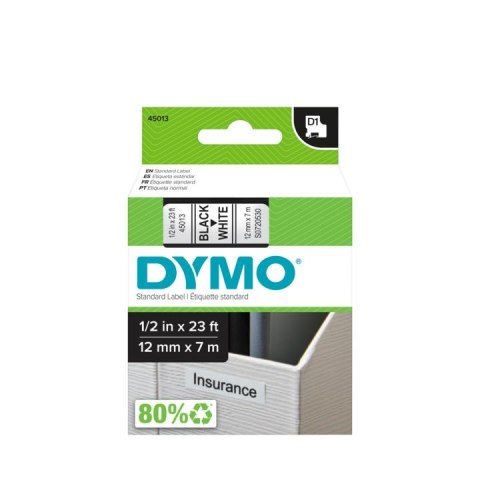 Taśma DYMO D1 - 12 mm x 7 m, czarny / biały S0720530 do drukarek etykiet Taśma DYMO D1 - 12 mm x 7 m, czarny / biały S0720530 do drukarek etykiet