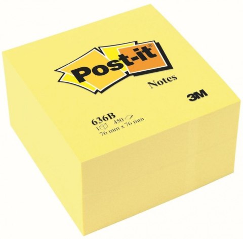 Kostka samoprzylepna POST-IT_ (636B), 76x76mm, 1x450 kart., żółta Kostka samoprzylepna POST-IT_ (636B), 76x76mm, 1x450 kart., żółta