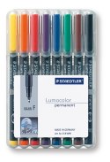 Foliopis Lumocolor, F, wodoodporny, zestaw 8 kol. (1, 2, 3, 4, 5, 6, 7, 9) w etui box, Staedtler S 318 WP8