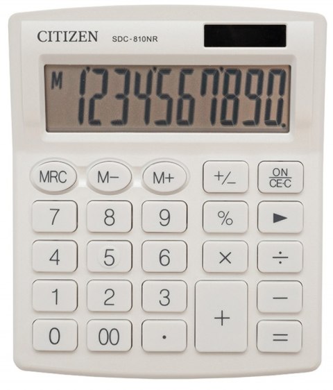 Kalkulator biurowy CITIZEN SDC-810NRWHE, 10-cyfrowy, 127x105mm, biały Kalkulator biurowy CITIZEN SDC-810NRWHE, 10-cyfrowy, 127x105mm, biały