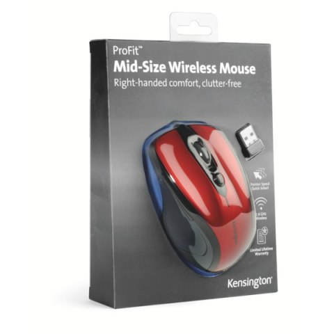 Mysz bezprzewodowa KENSINGTON Pro Fit czerwona K72422WW Mysz bezprzewodowa KENSINGTON Pro Fit czerwona K72422WW