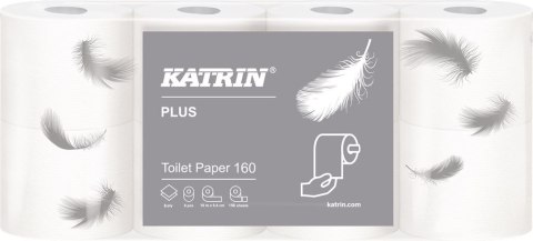 Papier toaletowy, małe rolki KATRIN PLUS Toilet 160, 2W, 112966, opakowanie: 8 rolek Papier toaletowy, małe rolki KATRIN PLUS Toilet 160, 2W, 112966, opakowanie: 8 rolek